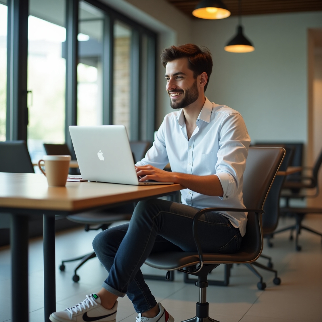 Fondateur travaillant sur son ordinateur