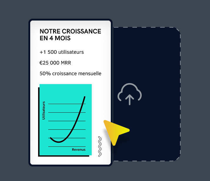 Illustration d'une slide de startup avec zone de téléchargement
